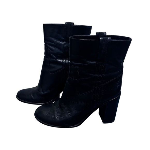KATE SPADE Baise Pull-On Black Calf Leather Boot 4" Stacked Heel Size 8.5 - Picture 1 of 16